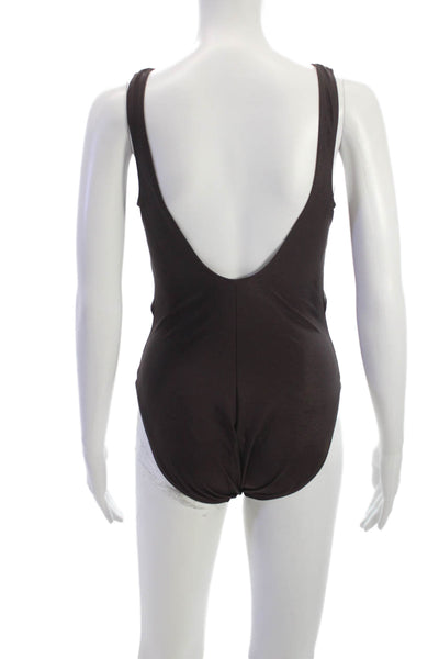 Miraclesuit Womens One Piece Swimwear Brown Solid Lycra Nylon Classic Size 10