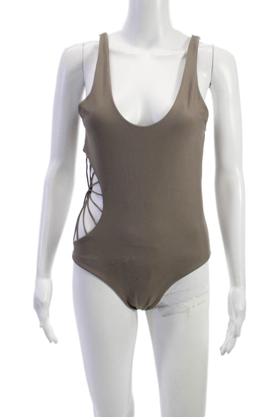 Cami And Jax Womens Brown Swimwear One Piece Solid Nylon Spandex Size XL