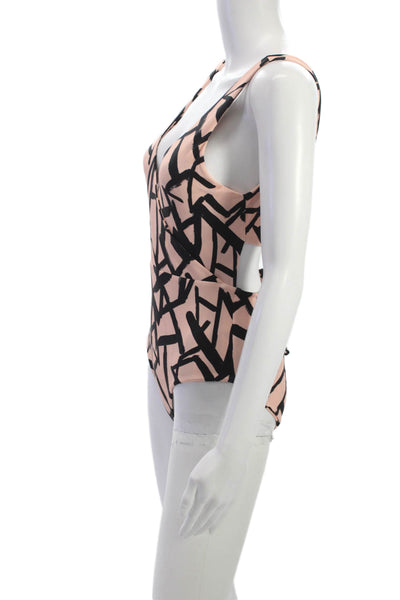 Cami And Jax Women Swimwear Pink Geometric Nylon Size L