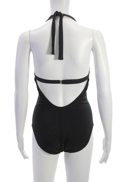 Letarte Womens Swimwear One Piece Black Polyester Skull Size L