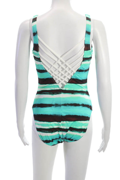 Letarte Women Striped Multicolor One Piece Swimwear Beach Size L