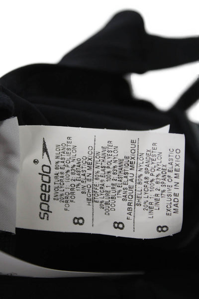 Speedo Women Swimwear One Piece Black Nylon Solid Size 8
