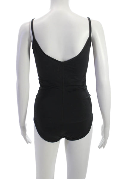 Lululemon Womens Bodysuit Black V-Neck Sleeveless Nylon Swimwear Size 10