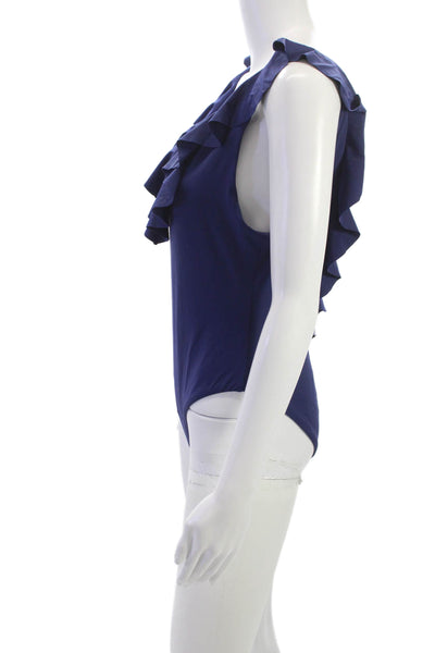 Eberjey Women Swimwear One Piece Blue Solid Nylon Spandex Size L