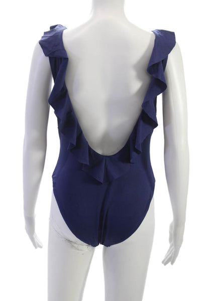 Eberjey Women Swimwear One Piece Blue Solid Nylon Spandex Size L