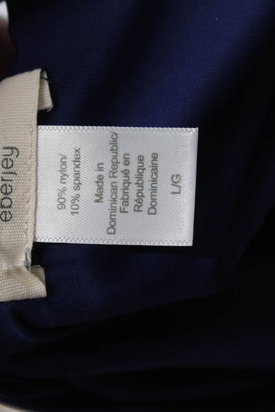 Eberjey Women Swimwear One Piece Blue Solid Nylon Spandex Size L