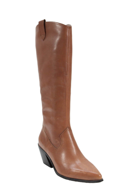 Villa Rouge Womens Leather Knee High Cowboy Boots Brown Size 38 8