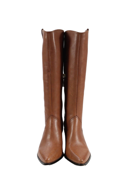 Villa Rouge Womens Leather Knee High Cowboy Boots Brown Size 38 8