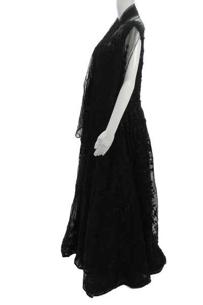 Mac Duggal Women Ball Gown Black V-Neck Sleeveless Full-Length Polyester Size 16