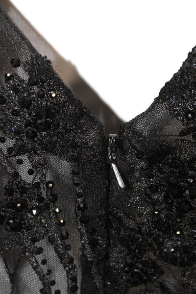 Mac Duggal Women Ball Gown Black V-Neck Sleeveless Full-Length Polyester Size 16