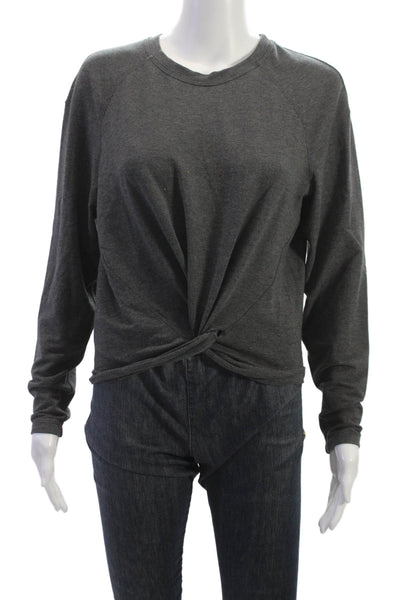 Lululemon Womens Pullover Casual Top Gray Nylon Crewneck Long Sleeve Size 4