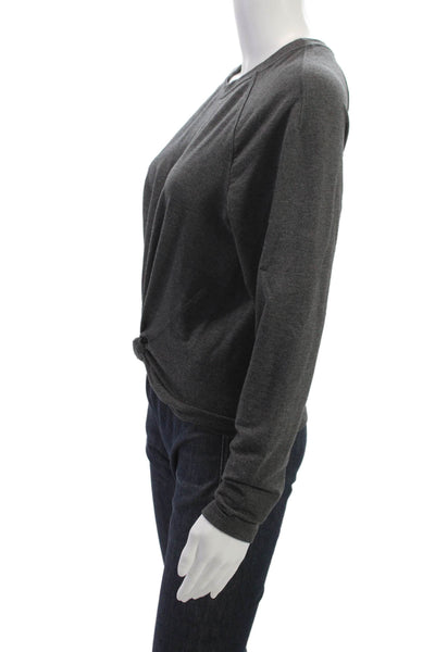 Lululemon Womens Pullover Casual Top Gray Nylon Crewneck Long Sleeve Size 4