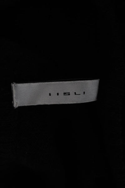 Isla Women Black Wool Mini Dress Short Sleeve Round Neck Pullover Size M