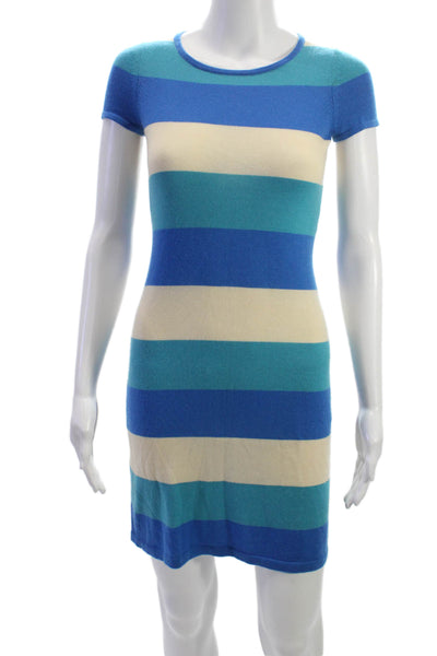 Henri Bendel Womens Multicolor Cashmere Sweater Dress Short Sleeve Size XS