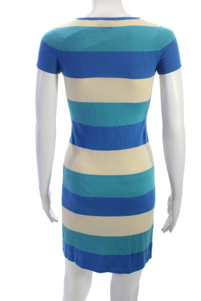 Henri Bendel Womens Multicolor Cashmere Sweater Dress Short Sleeve Size XS
