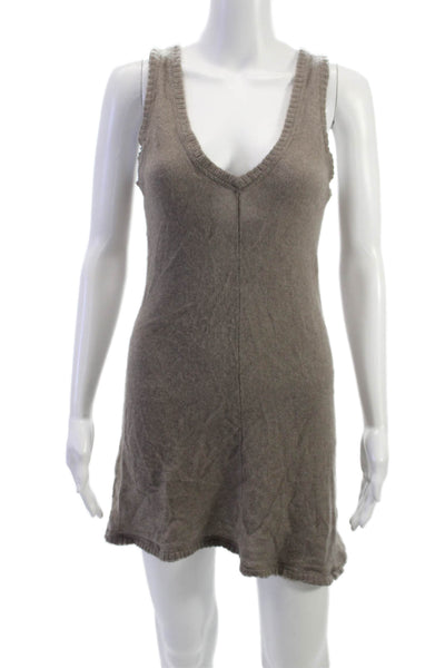 Generra Womens Mini Dress Brown 100% Cashmere V-Neck Sleeveless Pullover Size L