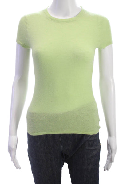 Sutton Cashmere Womens Crew Neck Short Sleeve Pullover Sweater Green Size S