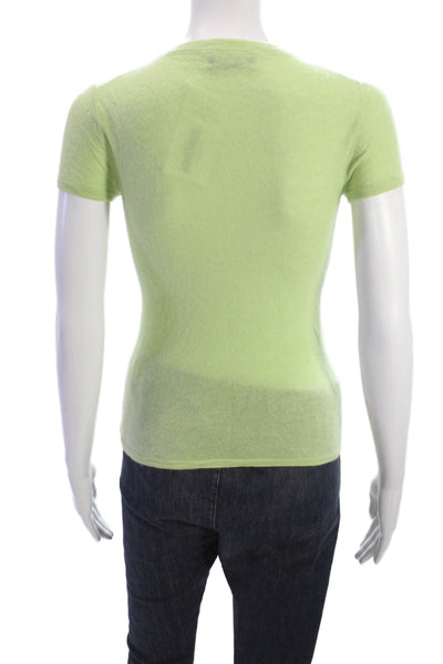 Sutton Cashmere Womens Crew Neck Short Sleeve Pullover Sweater Green Size S