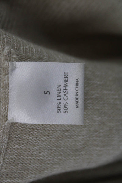 Tse Women Beige Basic Tank Scoop Neck Linen Cashmere Sleeveless Size S