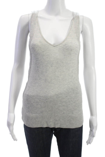 Club Monaco Womens Basic Cashmere V-Neck Sleeveless Tank Gray Size S
