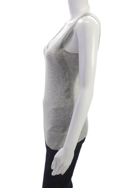 Club Monaco Womens Basic Cashmere V-Neck Sleeveless Tank Gray Size S
