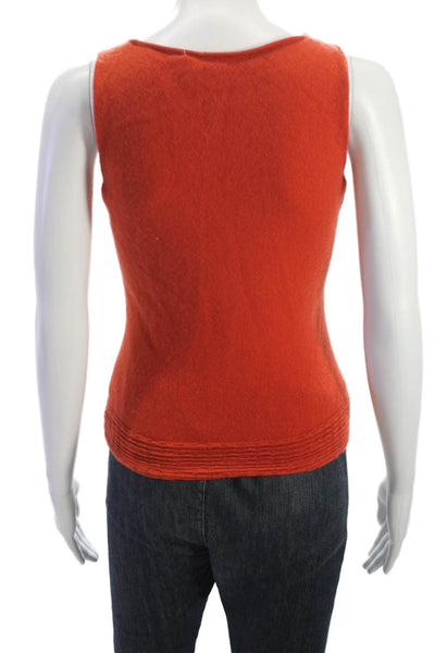 Agnona Women Sleeveless Scoop Neck Cashmere Vest Sweater Orange Size S