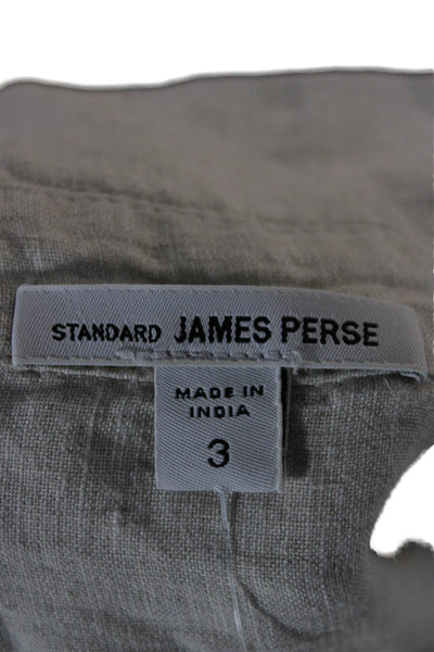 Standard James Perse Women Beige Linen Collared Button-Up Long Sleeve Size 3