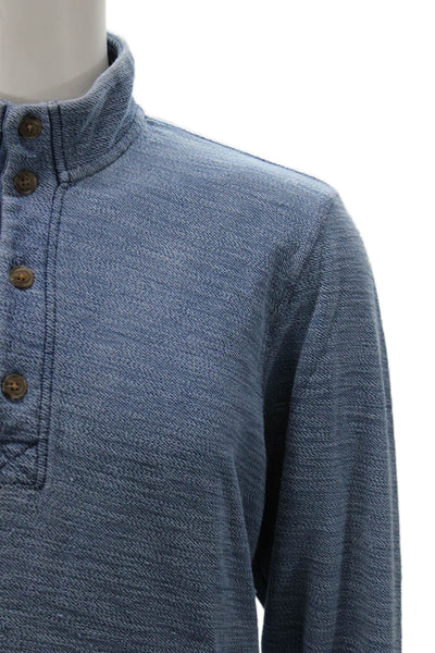 Marine Layer Mens Blue Henley Sweater Long Sleeve 100% Cotton Size L