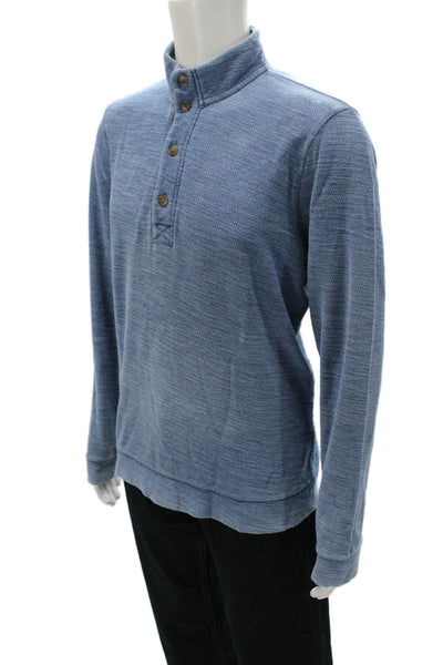 Marine Layer Mens Blue Henley Sweater Long Sleeve 100% Cotton Size L
