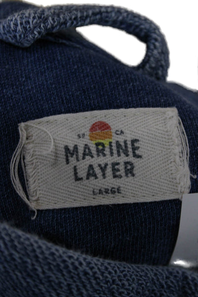 Marine Layer Mens Blue Henley Sweater Long Sleeve 100% Cotton Size L