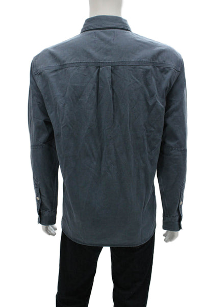 Madewell Mens Cotton Button-Up Shirt Blue Collared Long Sleeve Size L