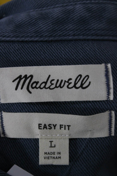 Madewell Mens Cotton Button-Up Shirt Blue Collared Long Sleeve Size L