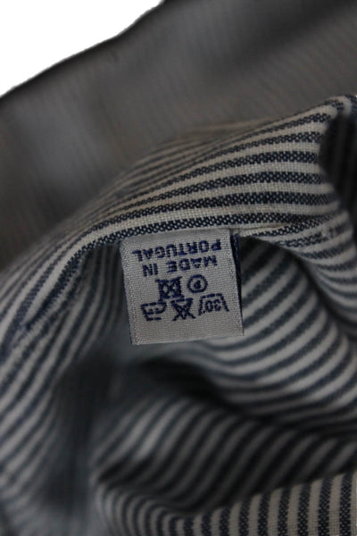Officine Creative Mens Cotton Striped Long Sleeve Button Down Shirt Blue Size L