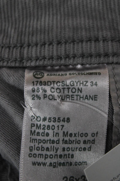AG Adriano Goldschmied Mens Gray Cotton Chino Pants Button Size 36