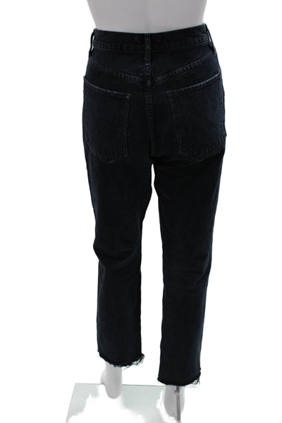 Agolde Womens Black Cropped High Waist Jeans Button Cotton Size 26