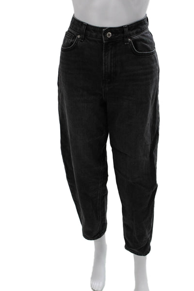 We The Free Women High Waist Black Mom Jeans 28in Inseam 100% Cotton Size 27