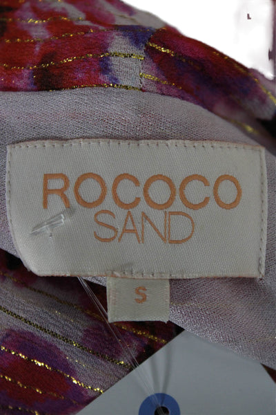 Rococo Sand Womens Wrap Dress Multicolor Floral V-Neck Long Sleeve Tie Size S