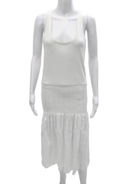 Nation LTD Womens Tank Dress White Cotton Scoop Neck Mid Calf Sleeveless Size S