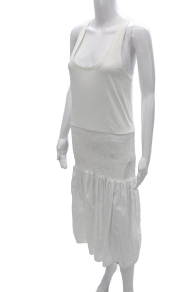 Nation LTD Womens Tank Dress White Cotton Scoop Neck Mid Calf Sleeveless Size S