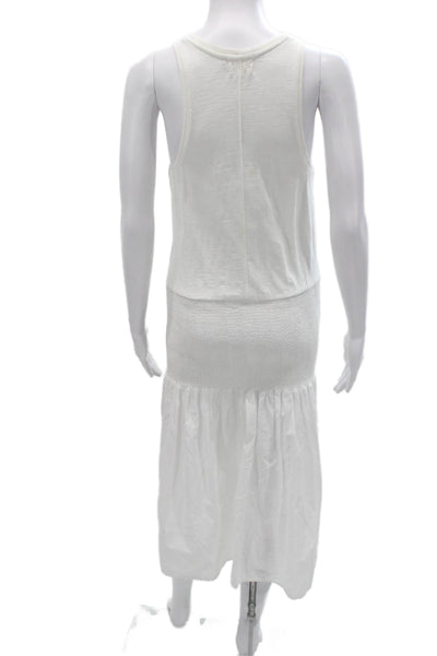 Nation LTD Womens Tank Dress White Cotton Scoop Neck Mid Calf Sleeveless Size S