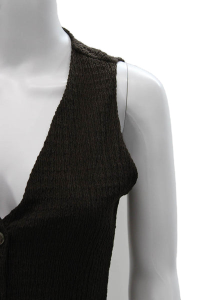 Zara Women Basic Vest Brown V Neck Polyester Sleeveless Size S