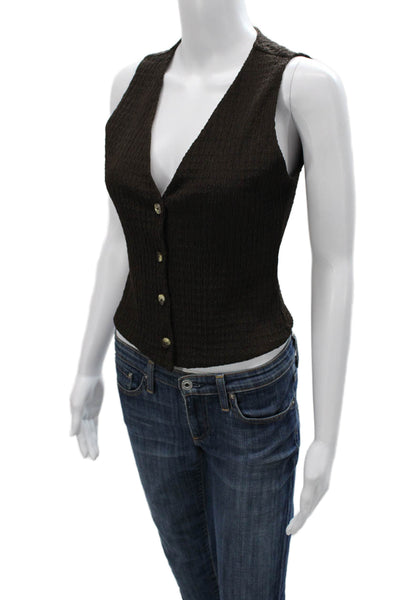 Zara Women Basic Vest Brown V Neck Polyester Sleeveless Size S