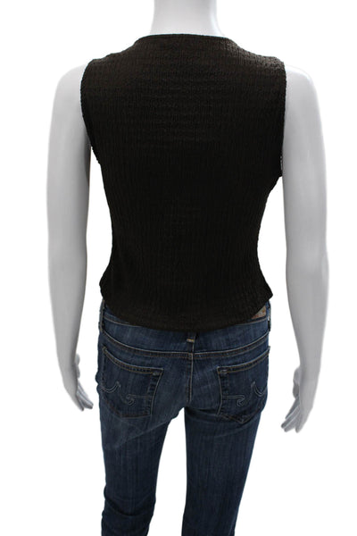 Zara Women Basic Vest Brown V Neck Polyester Sleeveless Size S