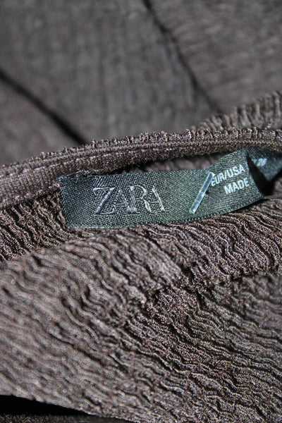 Zara Women Basic Vest Brown V Neck Polyester Sleeveless Size S