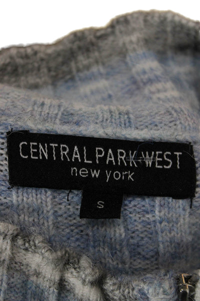 Central Park West Women Basic Striped Multicolor Mock Neck Zip Sweater Size S