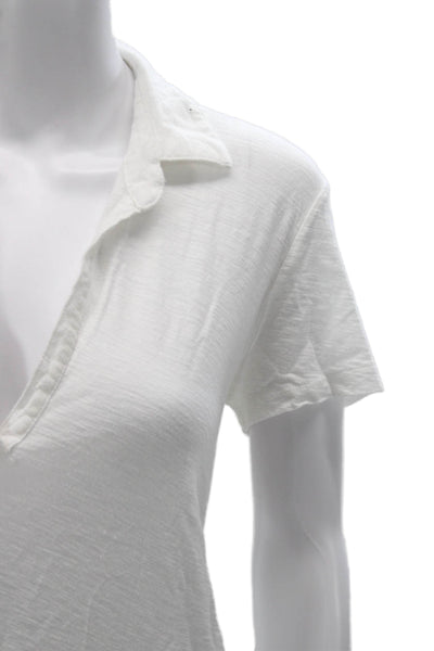 Standard James Perse Womens Collared Basic Polo Short Sleeve White Size 3