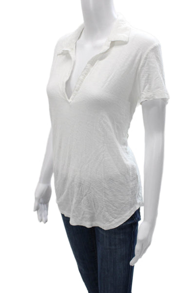 Standard James Perse Womens Collared Basic Polo Short Sleeve White Size 3