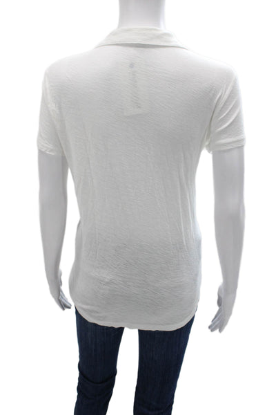 Standard James Perse Womens Collared Basic Polo Short Sleeve White Size 3