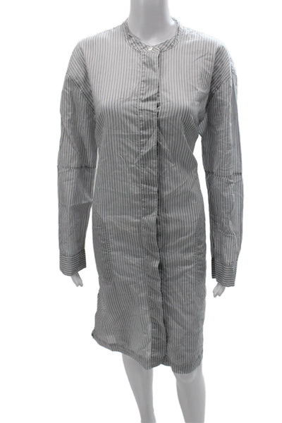 James Perse Womens Gray Striped Long Sleeve Shirt Dress Button Front Size 3