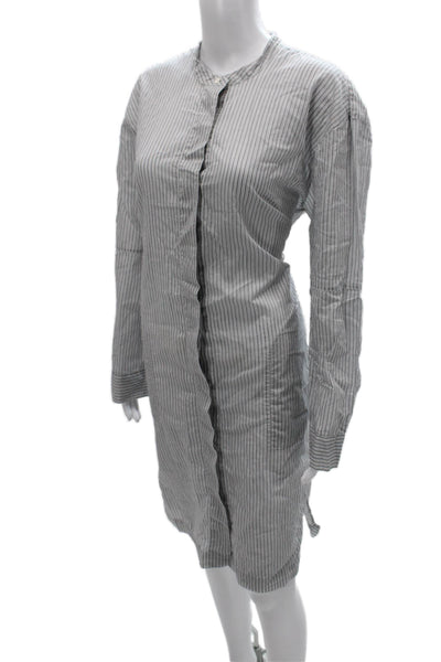 James Perse Womens Gray Striped Long Sleeve Shirt Dress Button Front Size 3